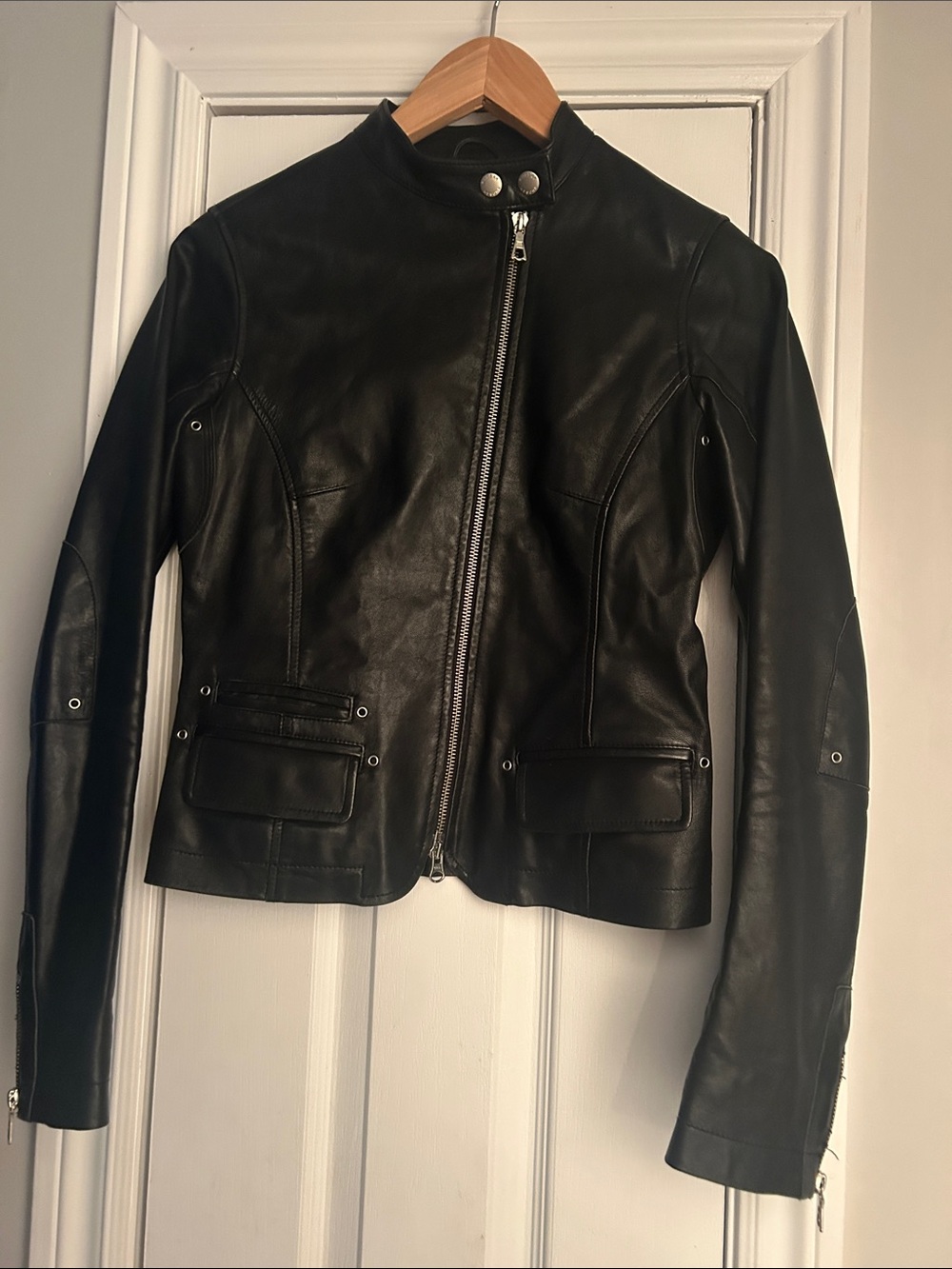 RUDSAK Black Asymmetrical Leather Jacket